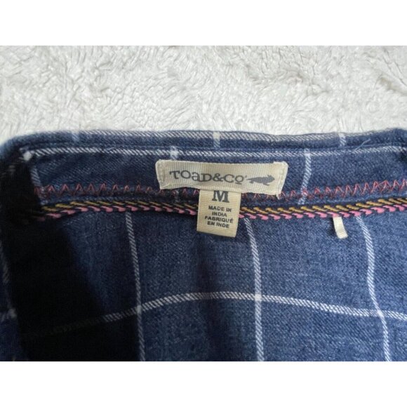 Toad & Co. Womens Button Down Long Sleeve Shirt Medium Check Blue Casual Pockets - Picture 3 of 8